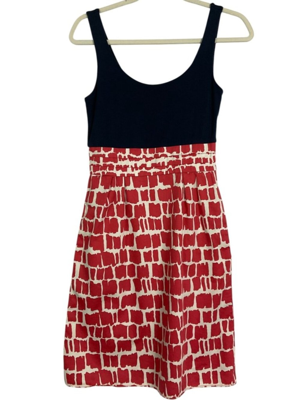 Boden Color Block Fit & Flare Jersey Dress Size 2 Navy Red White Sleeveless